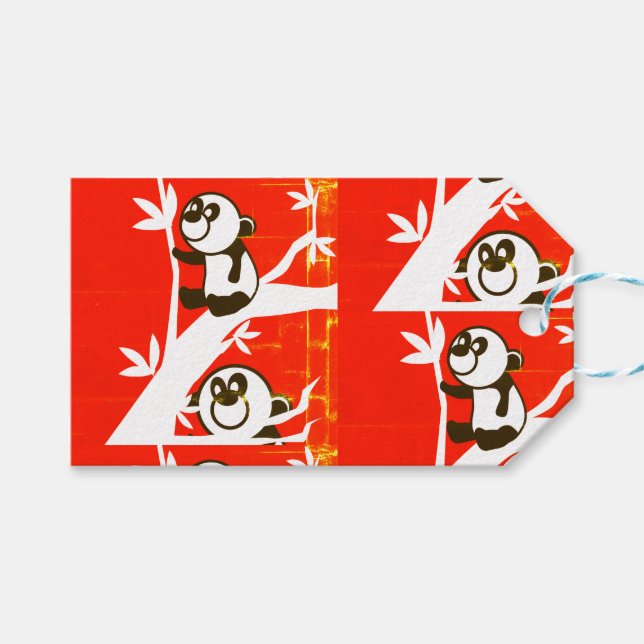 Birthday Pandas Gift Tags (Front (Horizontal))