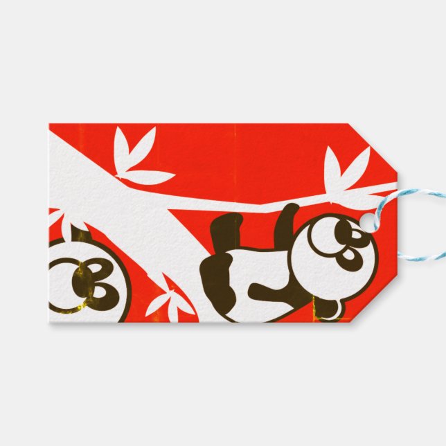 Birthday Pandas Gift Tags (Front (Horizontal))