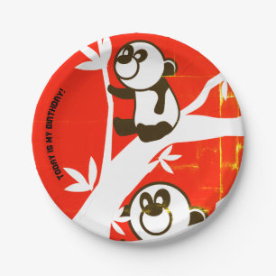 Birthday Pandas Paper Plate