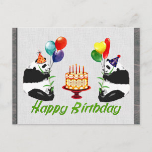 Birthday Pandas Postcard