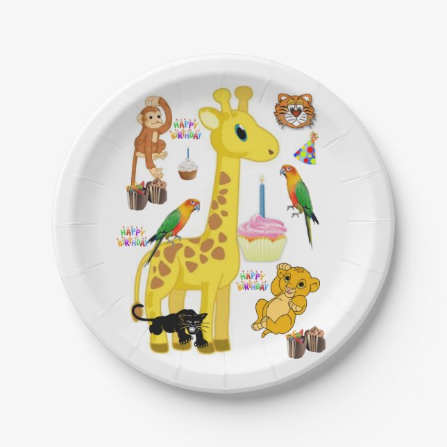 Birthday Paper Plates, Giraffe Paper Plate (Front)
