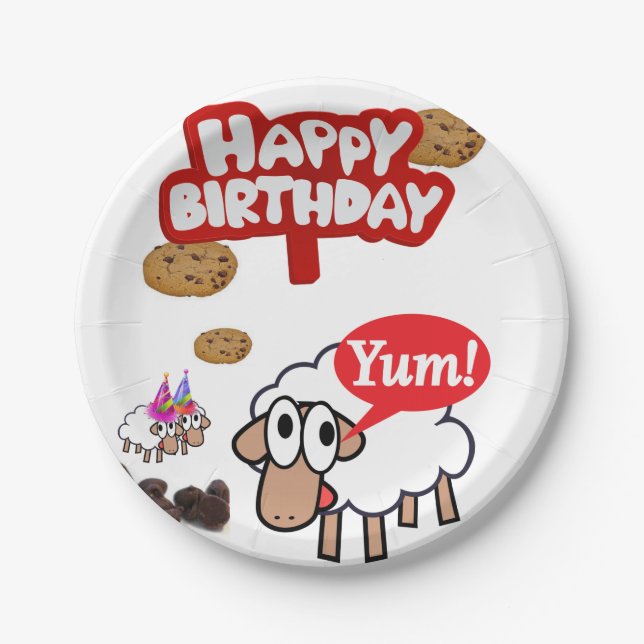 Birthday Paper Plates, Lamb Plate (Front)