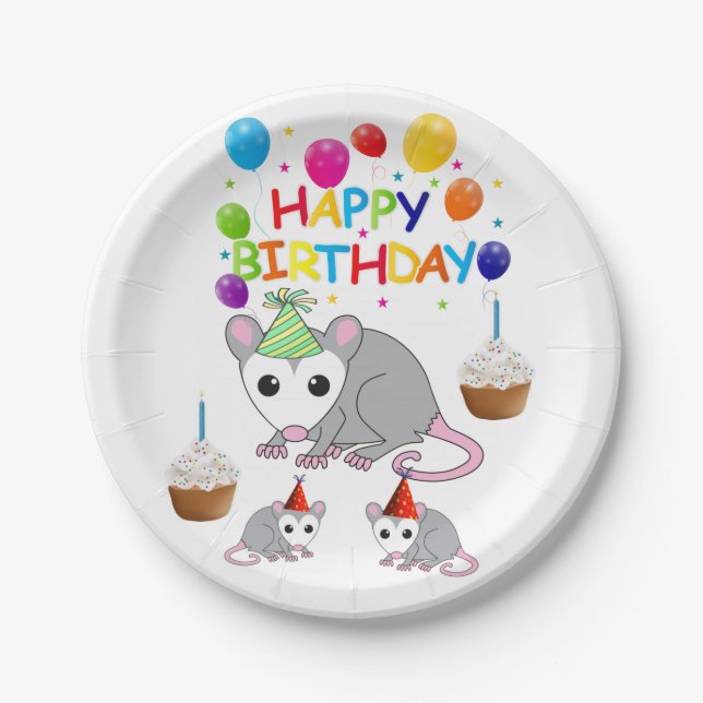 Birthday Paper Plates, Possum Paper Plate (Front)