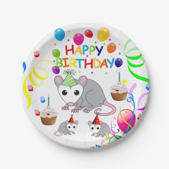 Birthday Paper Plates, Possum Paper Plate (Front)