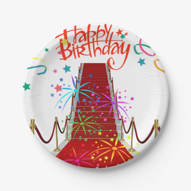Birthday Paper Plates, Red Carpet Paper Plate (Front)