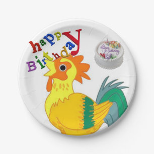 Birthday Paper Plates, Rooster Plate