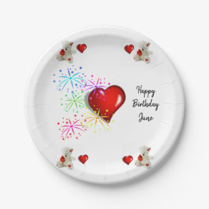 Birthday Paper Plates, White Teddy Bear Paper Plate