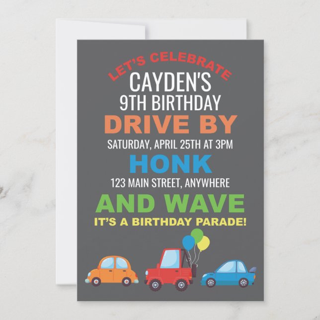 Birthday Parade Invitation Quarantine birthday (Front)