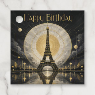 Birthday Paris Eiffel Tower Gold Deco Favour Tags