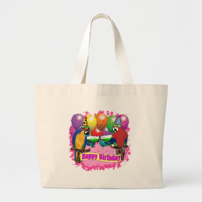 BIRTHDAY PARROTS LARGE TOTE BAG (Front)