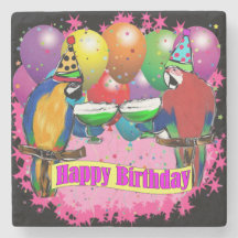 BIRTHDAY PARROTS STONE COASTER