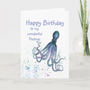 Birthday Partner Fun Romantic Octopus Hug You Card