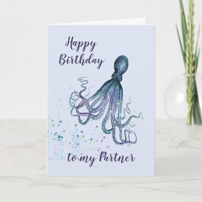 Birthday Partner Fun Romantic Octopus Humour Card (Front)