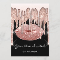 Birthday Party 16th Kiss Lips Rose 3D Glitter Blac