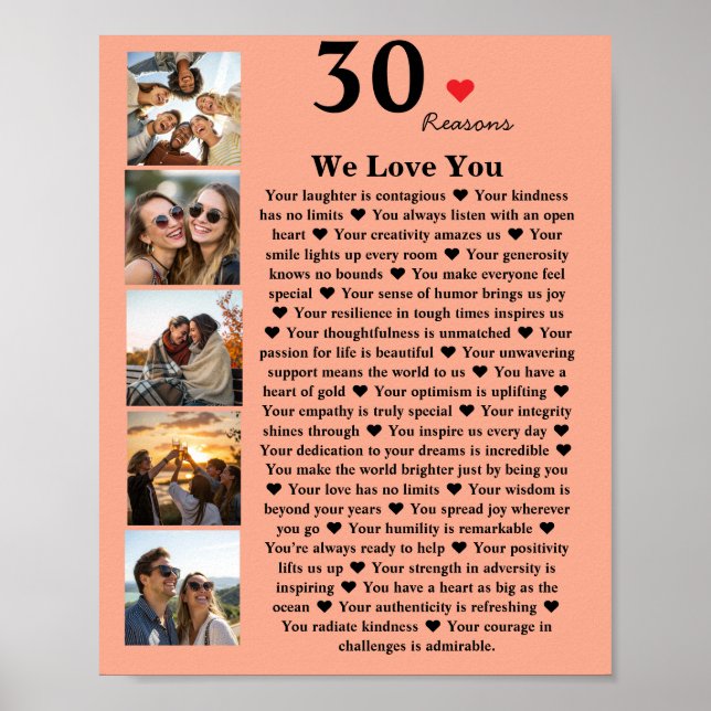 birthday party 30 reasons why we love you Pictures Poster (Front)