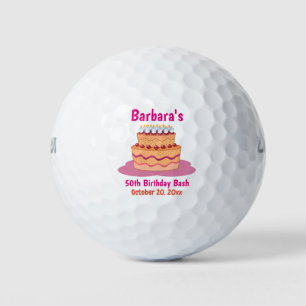 Birthday Party 50th Fifty Favour Pink Cake Golf Balls