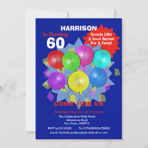 Birthday Party 60th Milestone Personalised Invitat Invitation