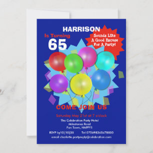 Birthday Party 65th Milestone Personalised Invitat Invitation