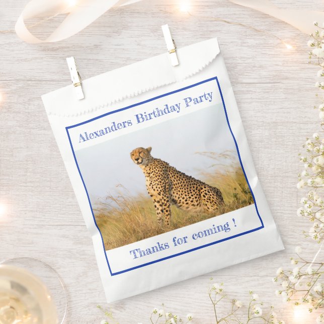 Birthday Party accessory Cheetah personalised Favour Bags (Clipped)