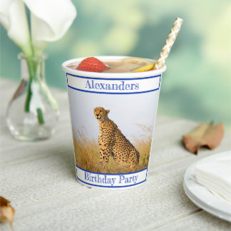 Birthday Party accessory Cheetah personalised Paper Cups