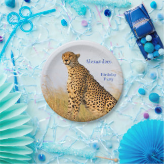 Birthday Party accessory Cheetah personalised Paper Plate