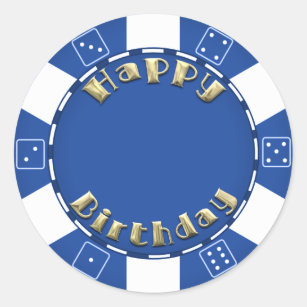 Birthday party add age poker chip sticker