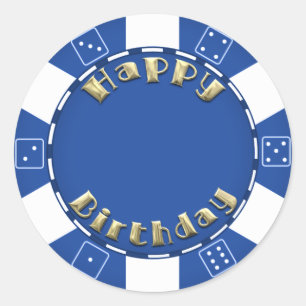 Birthday party add age poker chip sticker