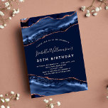 Birthday party agate marble blue rose gold luxury invitation<br><div class="desc">A modern,  stylish and glamorous invitation for a 30th (or any age) birthday party.  Blue and rose gold agate,  marble stone background. The name is written with a modern hand lettered style script.  Personalize and add your party details.</div>