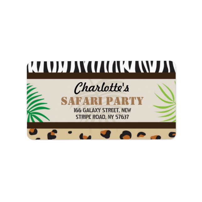 Birthday Party Animal Print Safari Address Labels (Front)