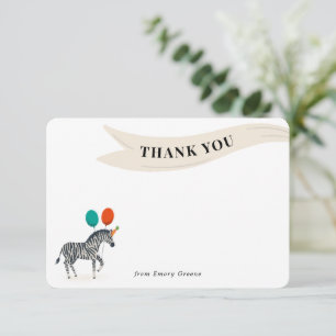 Birthday Party Animal Zebra Thank You Note Card