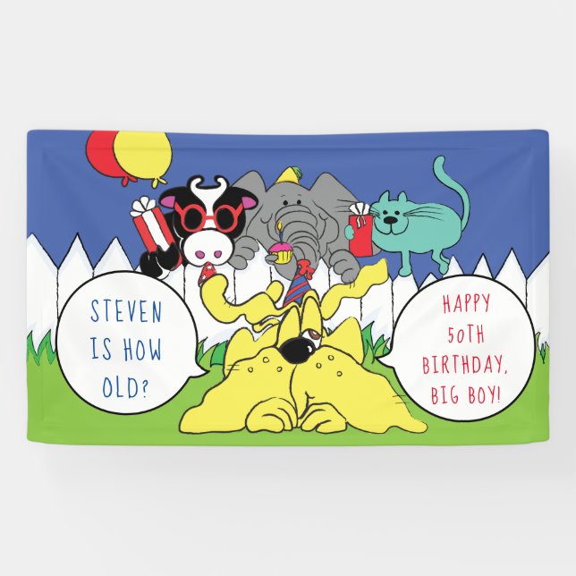 Birthday Party Animals Personalise Banner (Horizontal)