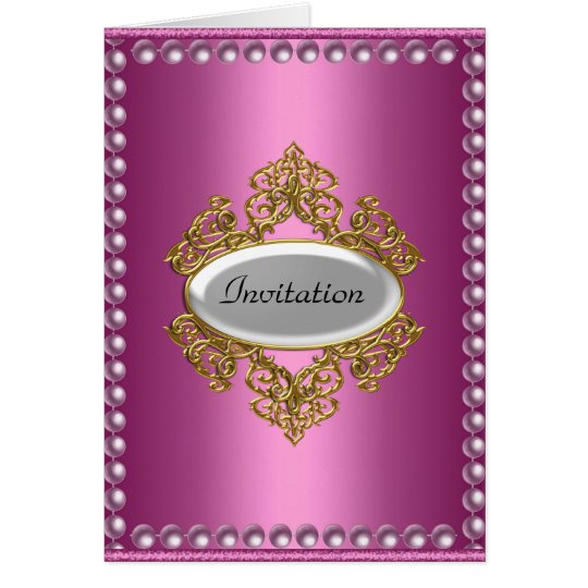 Birthday Party Announcement Card Pink
