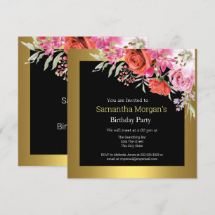 Birthday Party Any Age Flowers Invitation