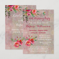 Birthday Party Any Age Watercolor Flowers