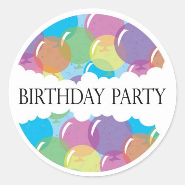 Birthday Party Balloon Sticker (Front)