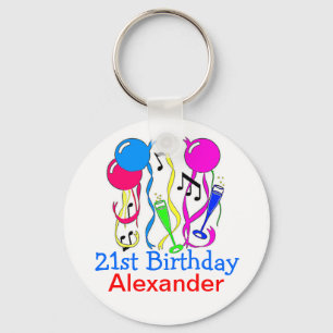 Birthday Party-Balloons 21st Personalise It! Key Ring