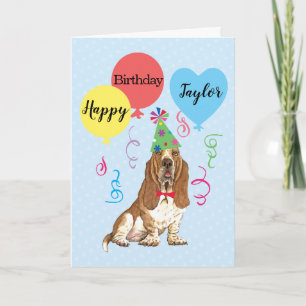 Birthday Party Balloons Basset Hound Card