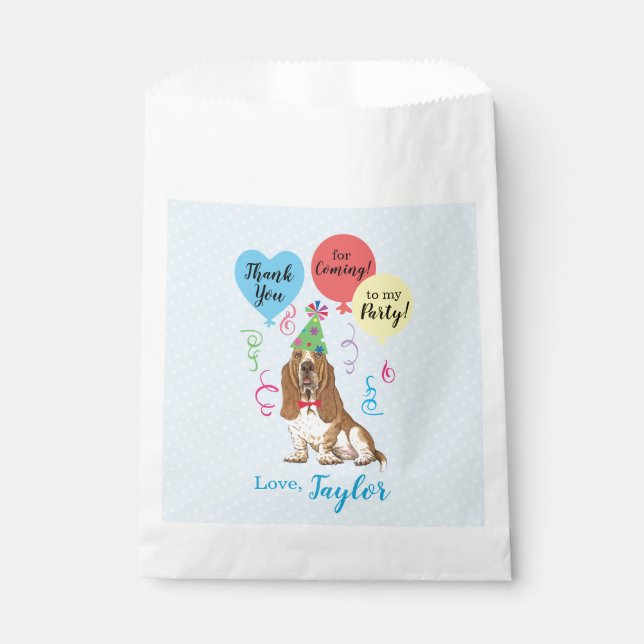Birthday Party Balloons Basset Hound Favour Bags (Front)