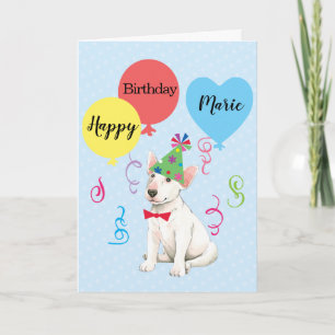 Birthday Party Balloons Bull Terrier Card