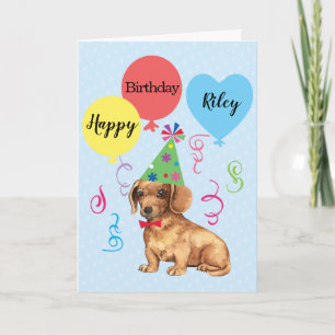Birthday Party Balloons Dachshund Card