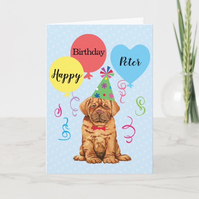 Birthday Party Balloons Dogue de Bordeaux Card (Front)