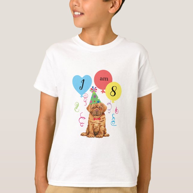 Birthday Party Balloons Dogue de Bordeaux T-Shirt (Front)