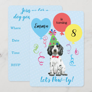 Birthday Party Balloons English Cocker Spaniel Invitation