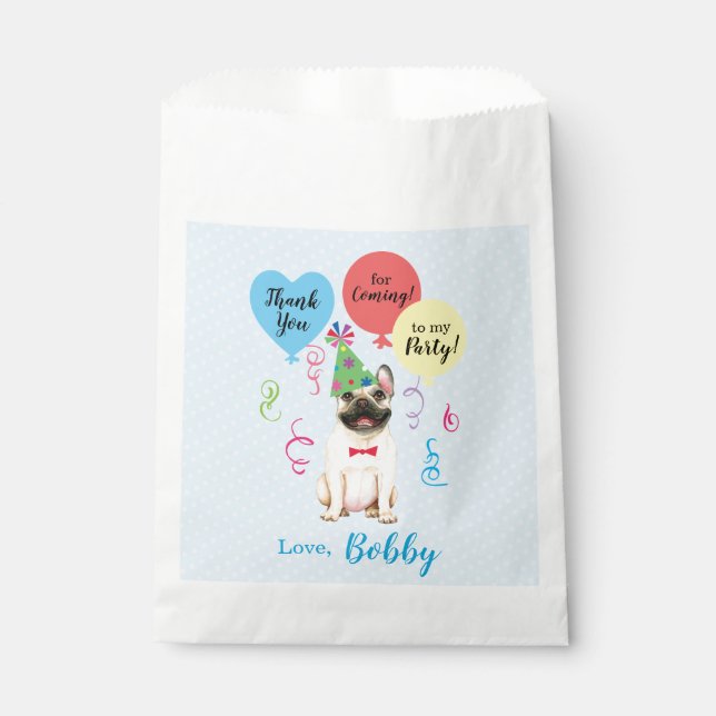 Birthday Party Balloons French Bulldog Favour Bag (Front)