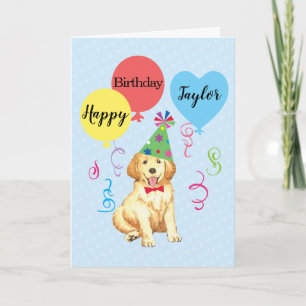 Birthday Party Balloons Golden Retriever Card