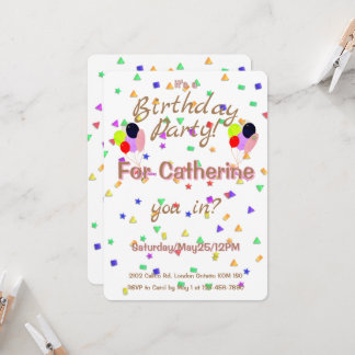 Birthday Party Balloons Invitation