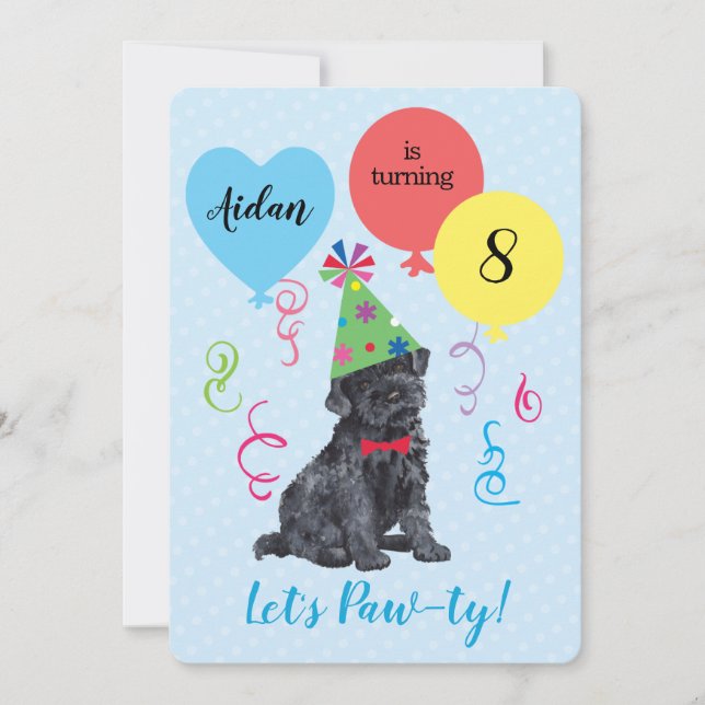 Birthday Party Balloons Kerry Blue Terrier Invitation (Front)