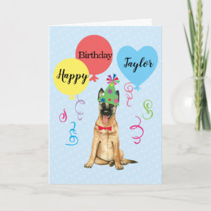 Birthday Party Balloons Malinois Card