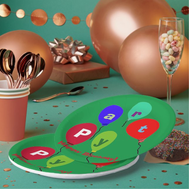 Birthday Party Balloons Paper Plate (Multi)