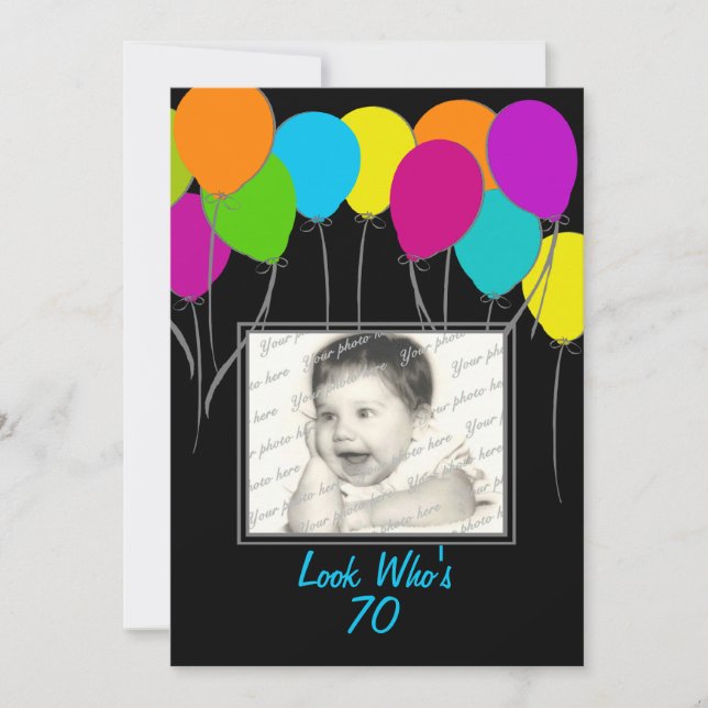 Birthday Party Balloons Photo Invitation (Front)